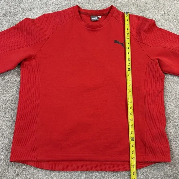 Puma Crewneck Sweatshirt XXL Red Athletic Training Pullover Textured Mesh Panels - Picture 5 of 9